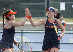 Valeria Salazar and Gabriela Knutson have won six games in a row together. They weren't partners to start the year, but they've found their groove together as SU's No. 1 doubles pair.