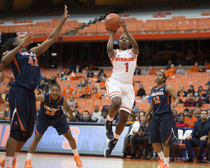 Alexis Peterson, the ACC's leading scorer, led Syracuse to its first conference victory of the season on Monday night against Virginia. She scored 21 points. 